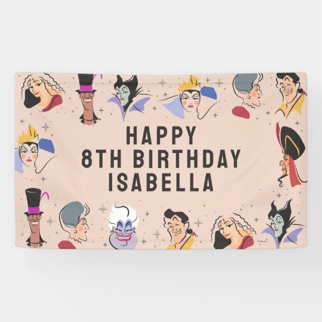 Disney Villains Birthday - Pink Banner (Horizontal)