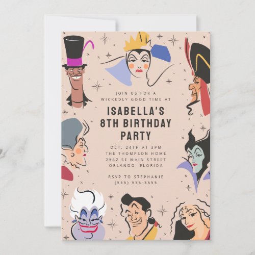 Disney Villains Birthday _ Pink Invitation