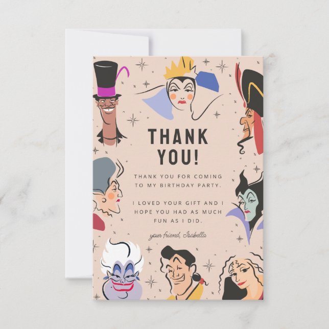 Disney Villains Birthday - Pink Thank You (Front)