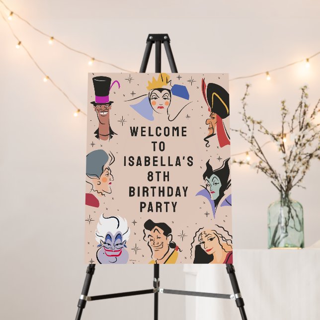 Disney Villains Birthday - Pink - Welcome Foam Board (In Situ (Stand))