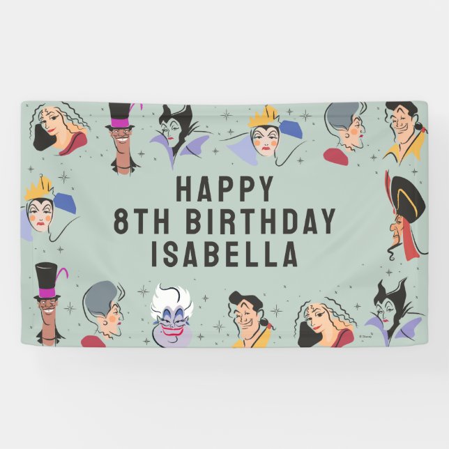 Disney Villains Birthday - Sage Green Banner (Horizontal)
