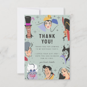 Disney Villains Birthday - Sage Green Thank You Card