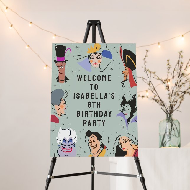 Disney Villains Birthday - Sage Green - Welcome Foam Board (In Situ (Stand))