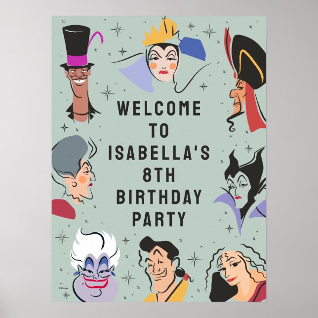 Disney Villains Birthday - Sage Green - Welcome Poster (Front)