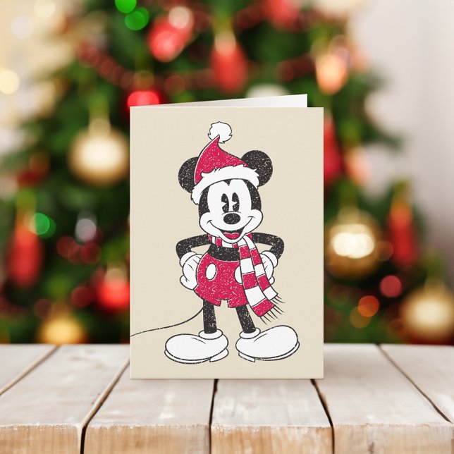Disney | Vintage Mickey - Festive Fun Holiday Card (Card on table)