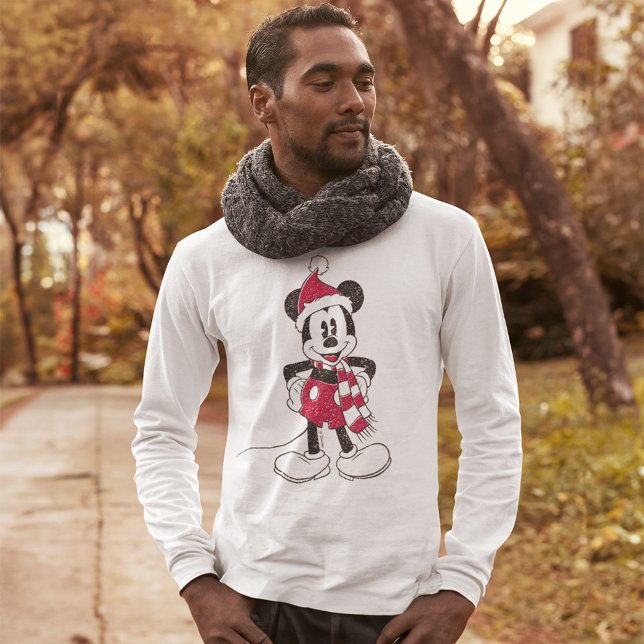 Disney | Vintage Mickey - Festive Fun T-Shirt (Person wearing long sleeve t-shirt)