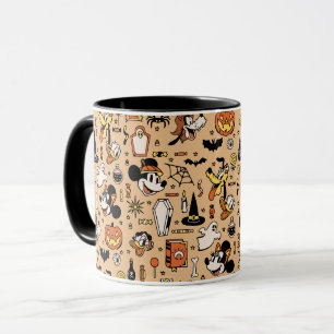 Disney Vintage Mickey Friends Halloween Pattern Mug