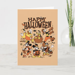 Disney Vintage Mickey Friends Happy Halloween Card