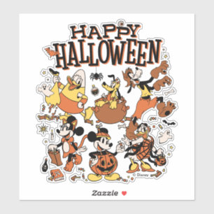 Disney Vintage Mickey Friends Happy Halloween Sticker