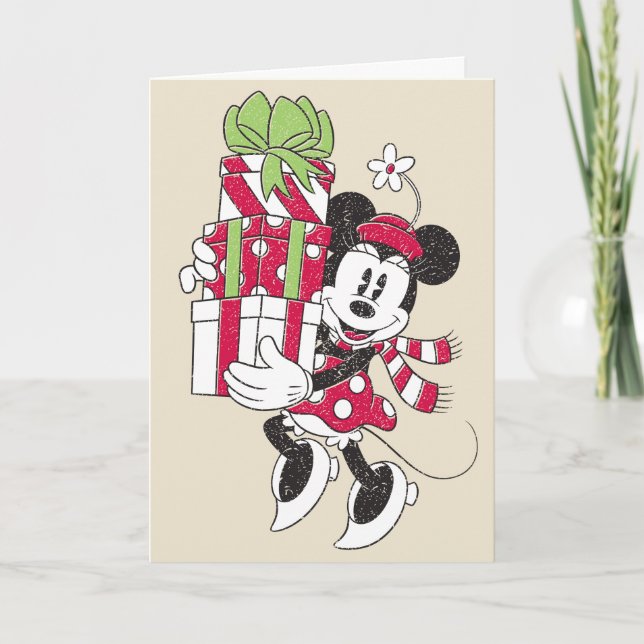 Disney | Vintage Minnie Delivering Holiday Cheer Card (Front)