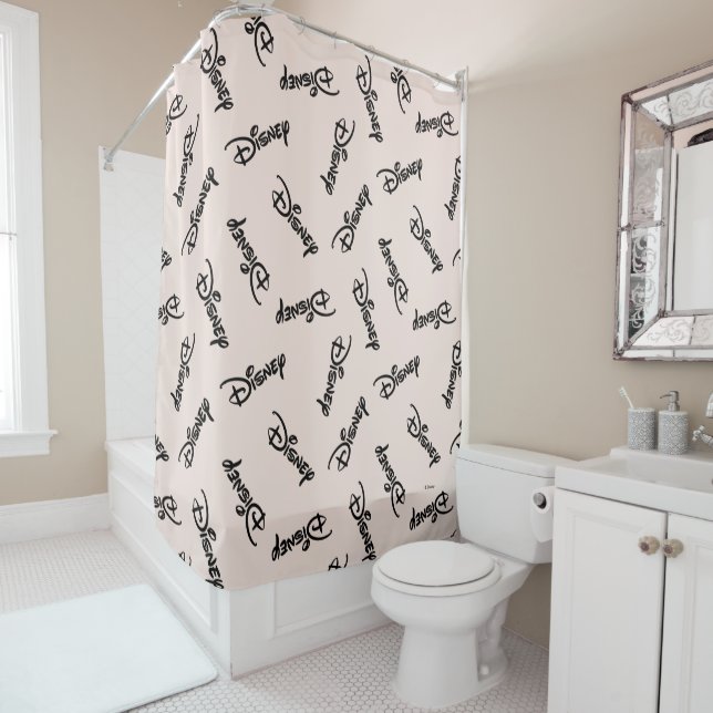 Disney Word Logo Pattern Shower Curtain (In Situ)