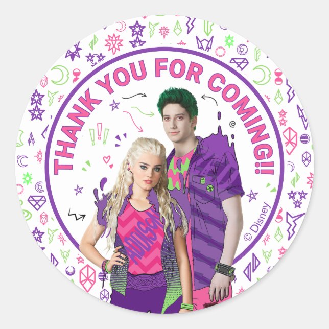 Disney Zombies Kids Birthday Classic Round Sticker (Front)