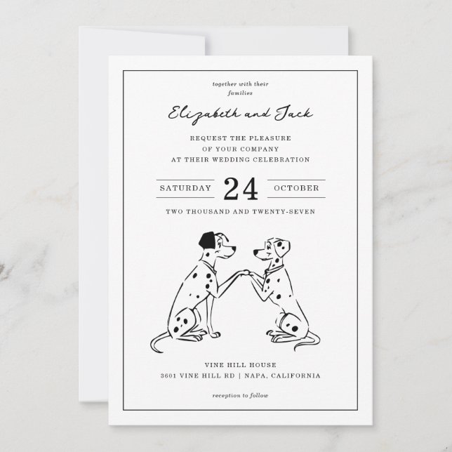 Disney's 101 Dalmatians Elegant Wedding Invitation (Front)