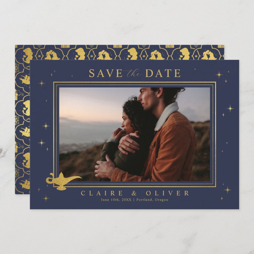 Disney&#39;s Aladdin Gold Save the Date                    Invitation