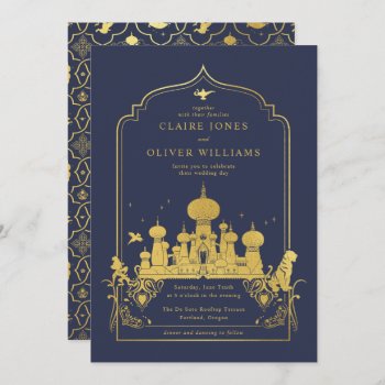 Disney's Aladdin Gold Wedding Invitation by DisneyPrincess at Zazzle