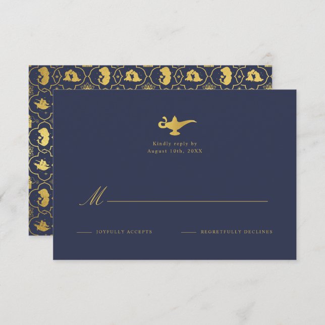 Disney's Aladdin Gold Wedding RSVP (Front/Back)
