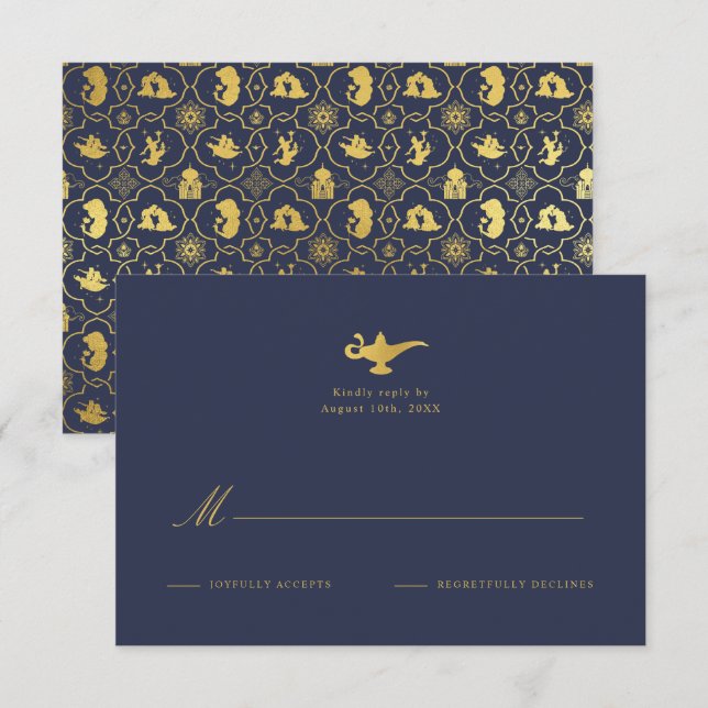 Disney's Aladdin Gold Wedding RSVP Card (Front/Back)