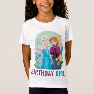 Disney's Anna & Elsa Frozen Floral Birthday Girl T-Shirt