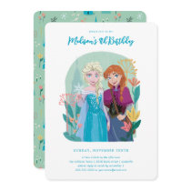 Disney's Anna & Elsa Frozen Floral Girls Birthday Invitation