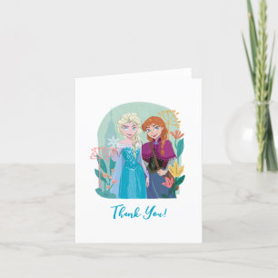Disney's Anna & Elsa Frozen Floral Girls Birthday Letterpress Thank You Card