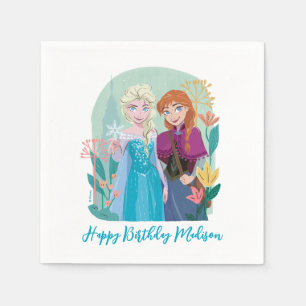 Disney's Anna & Elsa Frozen Floral Girls Birthday Napkins