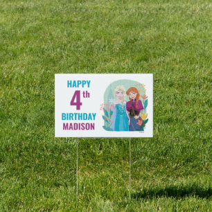 Disney's Anna & Elsa Frozen Floral Girls Birthday Sign