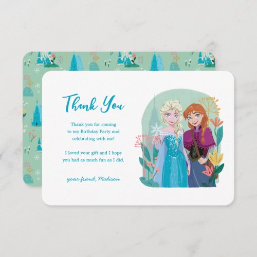 Disneys Anna  Elsa Frozen Floral Thank You Invitation