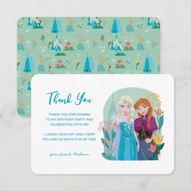 Disney's Anna & Elsa Frozen Floral Thank You Invitation | Zazzle