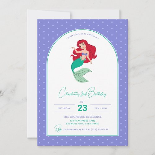 Disneys Ariel  Polka Dot Girls Birthday Invitation