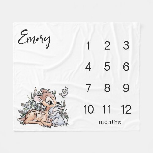 Disneys Bambi Baby Monthly Milestone Fleece Blanket