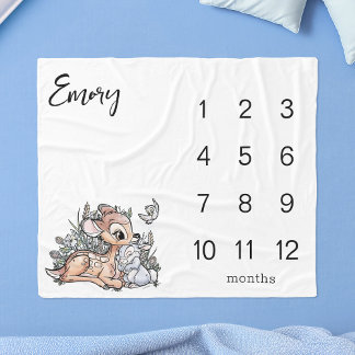 Disney's Bambi Baby Monthly Milestone Fleece Blanket
