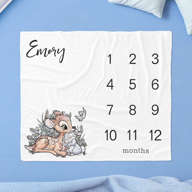 Disney's Bambi Baby Monthly Milestone Fleece Blanket (Blanket on background)
