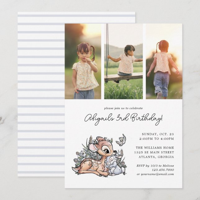 Disney's Bambi Birthday | Photo Collage Invitation (Front/Back)