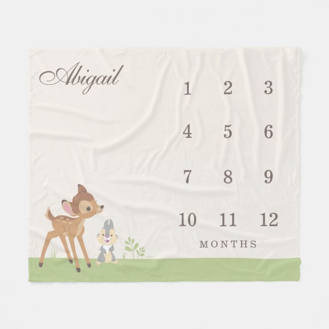 Disney's Bambi & Thumper Baby Monthly Milestone Fleece Blanket (Front (Horizontal))