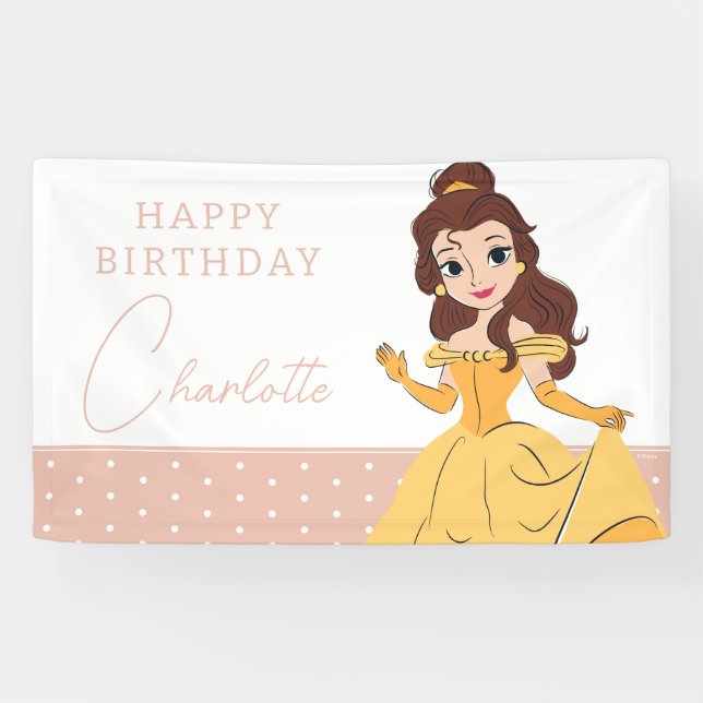 Disney's Belle | Polka Dot Girl's Birthday Banner (Horizontal)