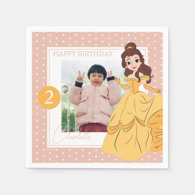 Disney's Belle | Polka Dot Girl's Birthday Napkins (Front)