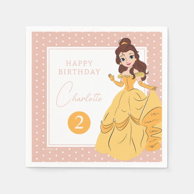 Disney's Belle | Polka Dot Girl's Birthday Napkins (Front)