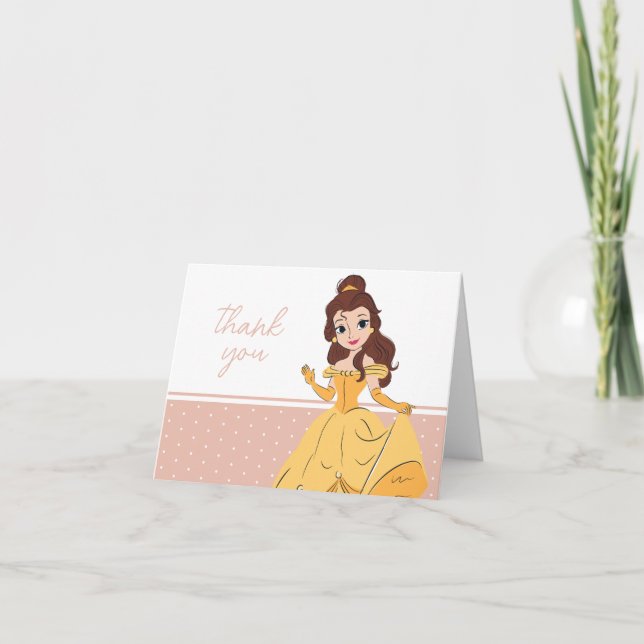 Disney's Belle | Polka Dot Girl's Birthday Thank You Card (Front)