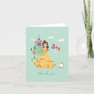 Disney's Belle Whimsical Sleepover Girls Birthday  Letterpress Thank You Card
