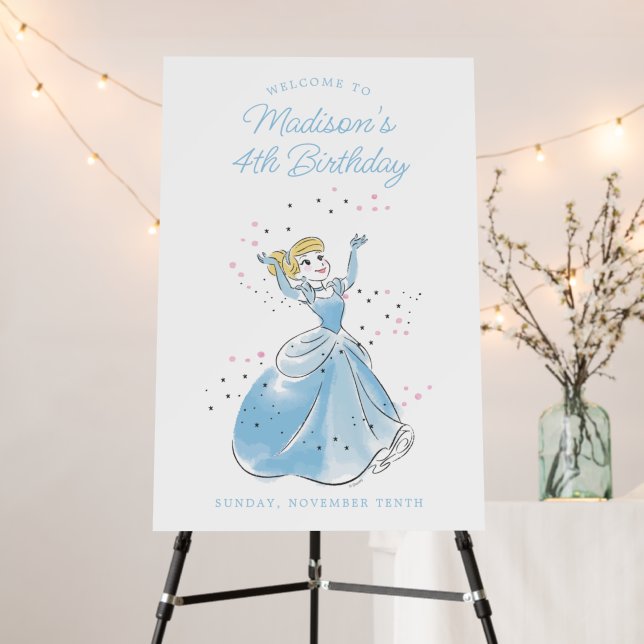 Disney's Cinderella | Floral Watercolor Birthday Foam Board (In Situ (Stand))