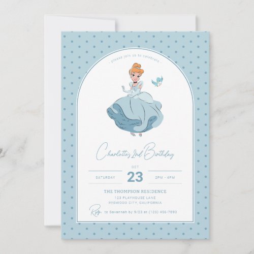 Disneys Cinderella  Polka Dot Girls Birthday Invitation