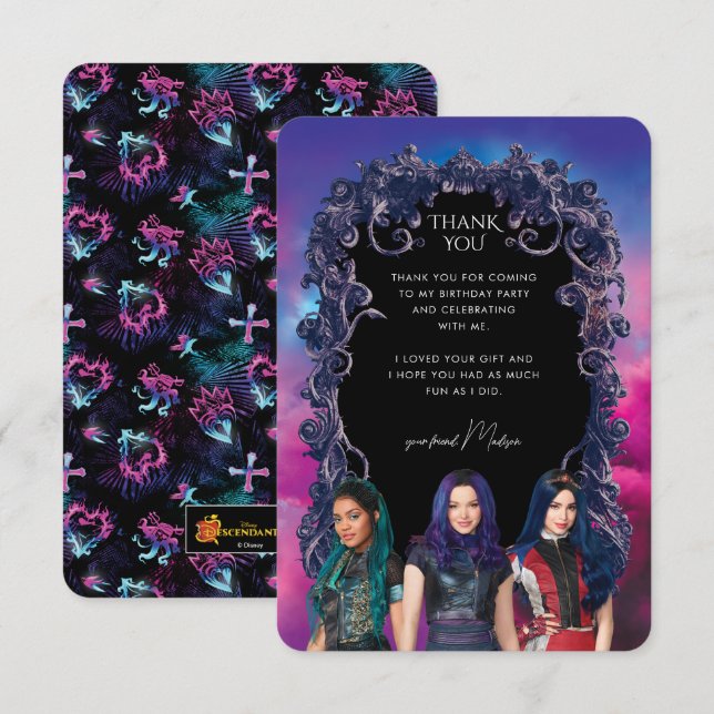 Disney's Descendants Birthday  Thank You Card (Front/Back)