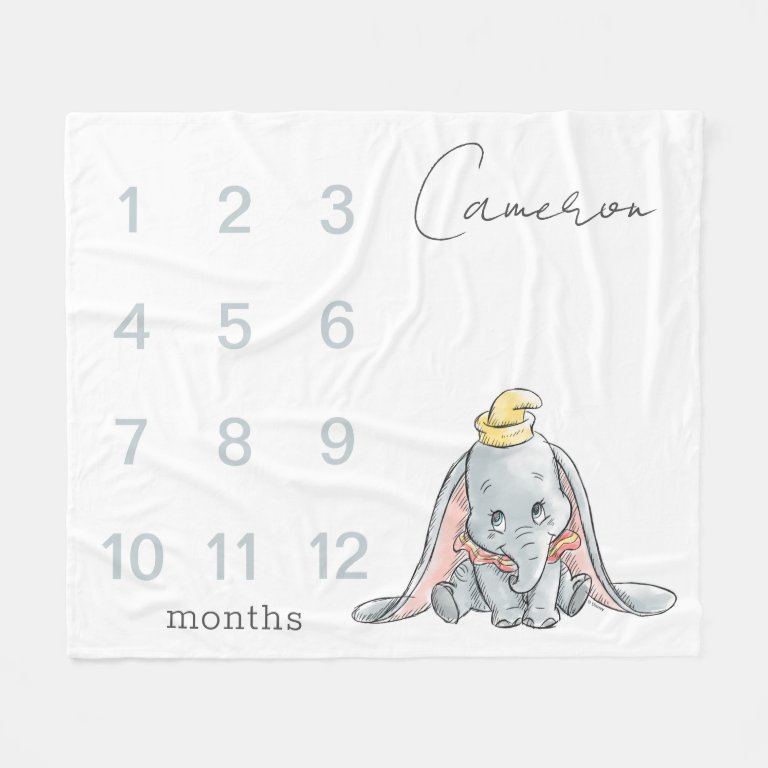 Disney&#39;s Dumbo Baby Monthly Milestone Fleece Blanket