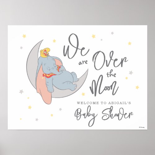 Disneys Dumbo  Over the Moon _ Baby Shower Poster