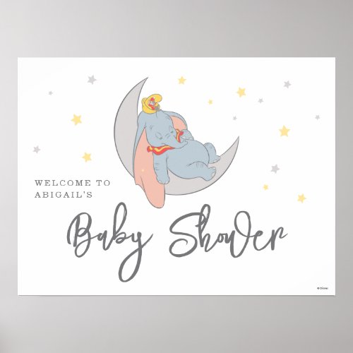 Disneys Dumbo  Over the Moon _ Baby Shower Poster