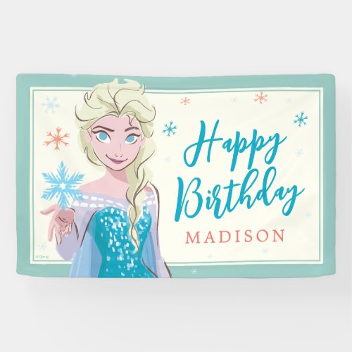 Disneys Elsa from Frozen Floral Girls Birthday  Banner