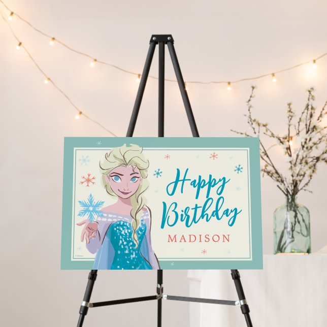 Disney's Elsa from Frozen Floral Girls Birthday  Foam Board (In Situ (Stand))