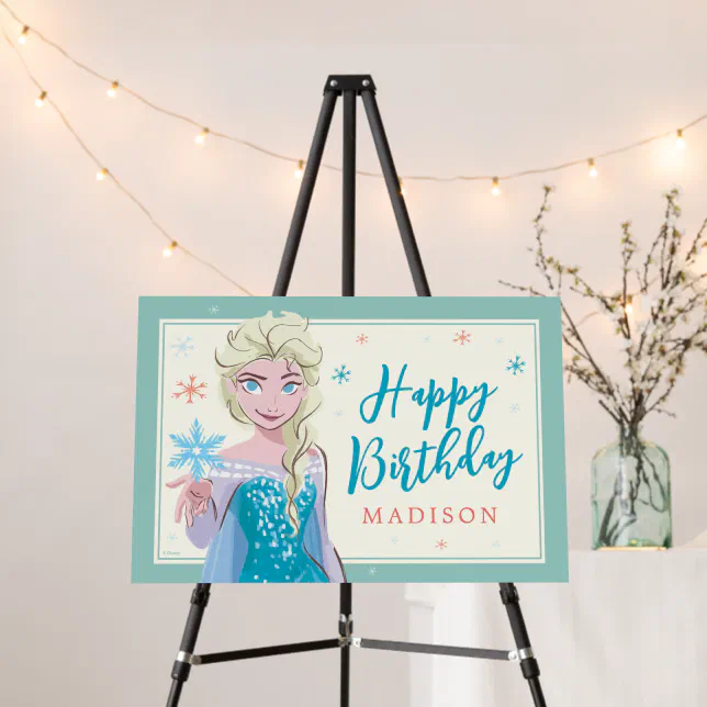Disney's Elsa from Frozen Floral Girls Birthday Foam Board | Zazzle