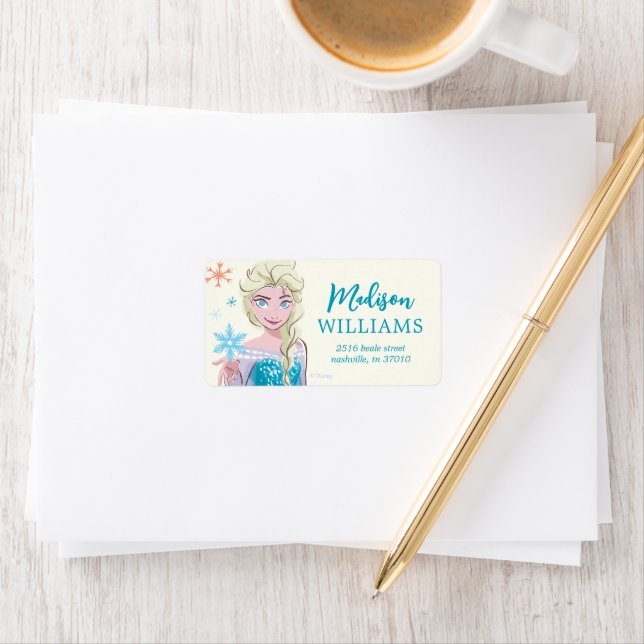 Disney's Elsa from Frozen Floral Girls Birthday  Label (Insitu)