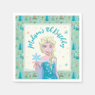 Disney's Elsa from Frozen Floral Girls Birthday Napkins